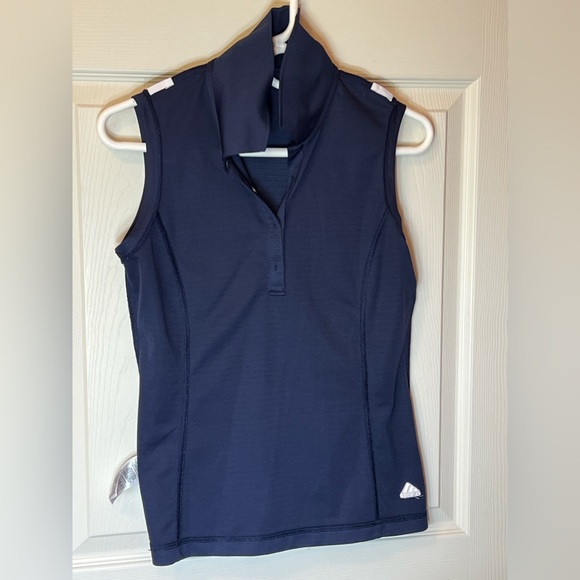 Adidas Climacool Dark Blue Golf Shirt sz Small Geometric Pattern Excellent Cond - Picture 2 of 12